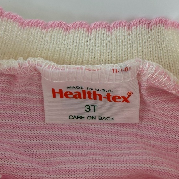 Vintage 80s 90s Health-Tex Little Girl Pink White Striped Dress, NWT, Girls 3T - Picture 7 of 8